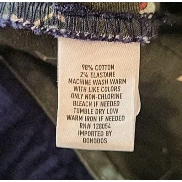 Bonobos Mens Stretch Corduroy Pants 31x32 Navy Blue Embroidered Chino New - Picture 10 of 11